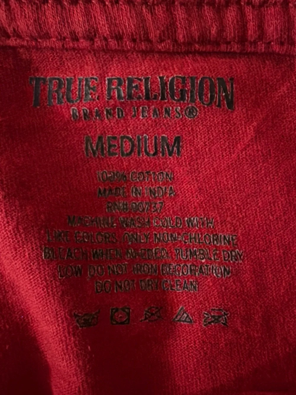 True Religion Men's Red Short Sleeve Crew Tee